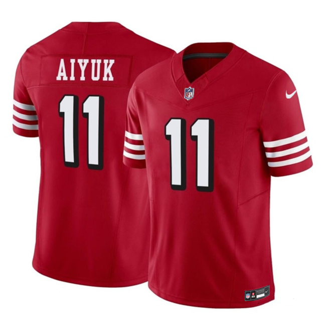 Men's San Francisco 49ers #11 Brandon Aiyuk Red 2023 F.U.S.E. Vapor Limited Throwback Football Stitched Jersey
